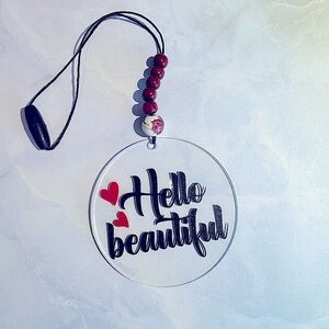 Car charm. Hang on your rear view mirror. Clear acrylic.